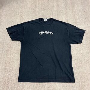 Vintage FleshGear Shirt Mens XL Black 2000s Y2K Gothic Motocross USA
